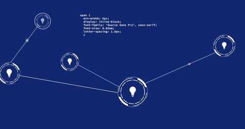 Connected Light Bulb Icons with Code on Blue Background - Download Free Stock Images Pikwizard.com