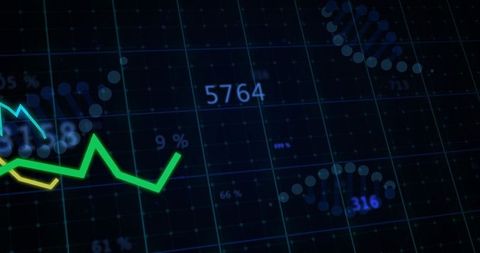 Neon Green Line Graph Tracking Market Trend on Dark Financial Dashboard