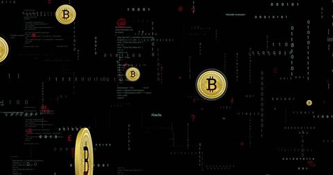 Bitcoin Symbols Amid Digital Blockchain Matrix - Download Free Stock Images Pikwizard.com