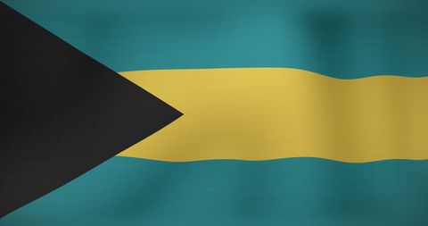 Bahamas National Flag Waving in Wind