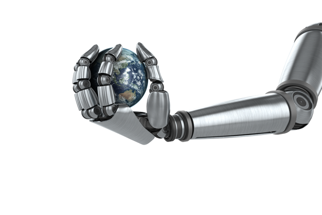 Robotic Hand Holding Globe Transparent Background Digital Illustration - Download Free Stock Videos Pikwizard.com