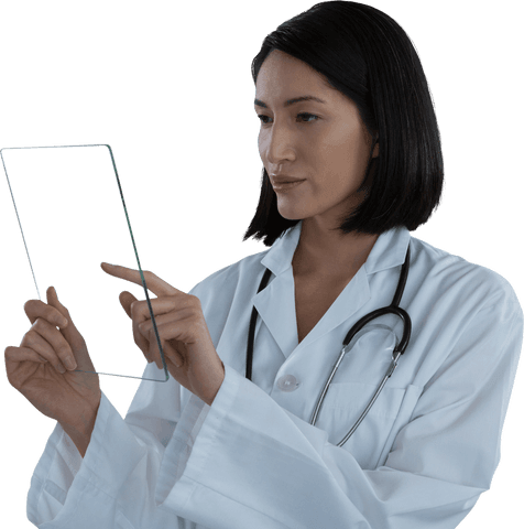 Transparent Glass Tablet in Use by Professional Female Doctor - Download Free Stock Videos Pikwizard.com