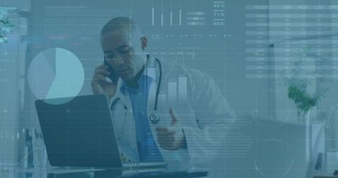 doctor analyzing medical data on laptop during call - Download Free Stock Images Pikwizard.com