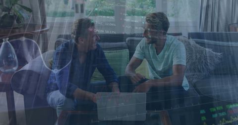 Young Businessmen Discussing Stock Market Analytics