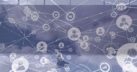 Network Connections Overlay on Cloud and Outdoor Exercise