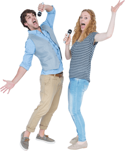 energetic couple singing cheerfully on transparent background - Download Free Stock Videos Pikwizard.com