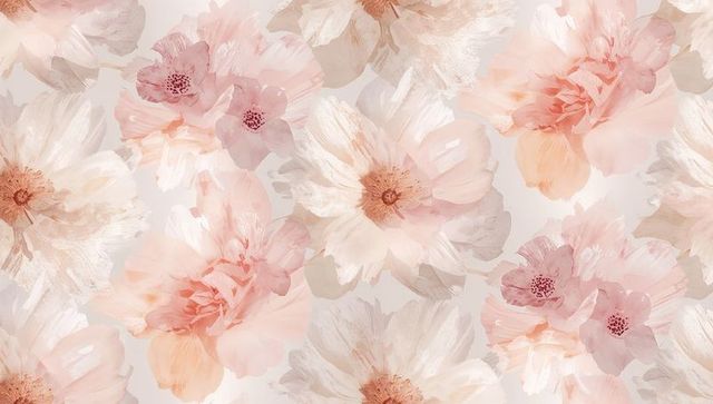 Soft pastel watercolor floral wallpaper repeat pattern featuring large painterly blooms