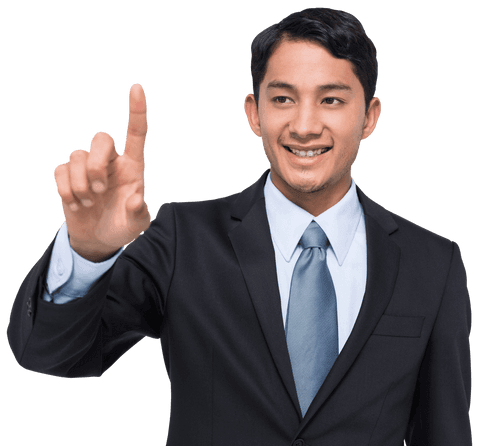 Biracial Businessman Pointing on Transparent Background - Download Free Stock Videos Pikwizard.com