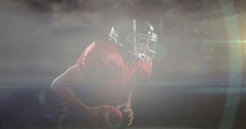 Foggy Stadium American Football Running Back Action