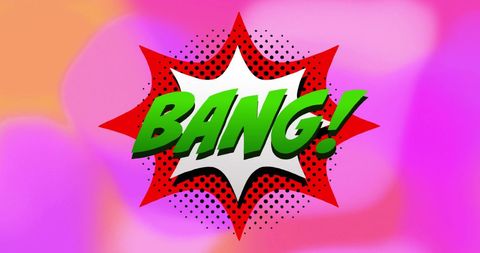 Retro comic bang text on vivid abstract background