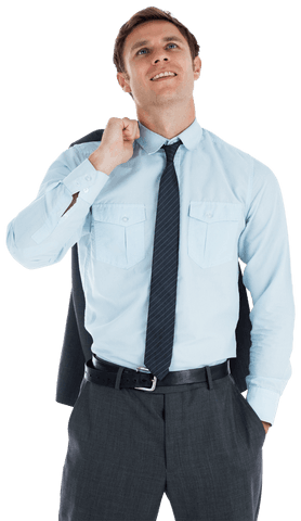Confident businessman smiling wearing transparent blue shirt and tie
