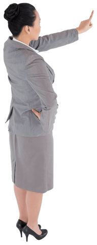 Asian Businesswoman in Grey Suit on Transparent Background