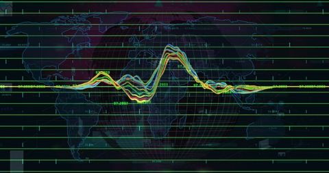 Global Financial Graph with World Map Overlay