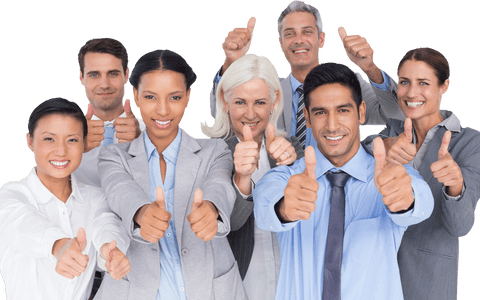 Diverse Business Team Giving Thumbs Up on Transparent Background - Download Free Stock Videos Pikwizard.com