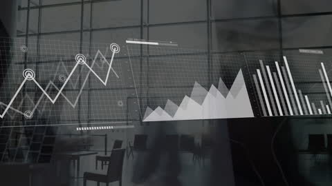 Animated Graphs Overlapping People in Modern Business Space