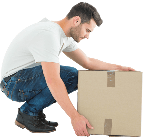 man lifting box in transparent background for shipping concept - Download Free Stock Videos Pikwizard.com