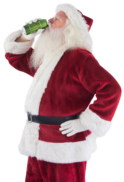 Santa Claus Impressively Drinks From Green Can Transparent PNG - Download Free Stock Videos Pikwizard.com