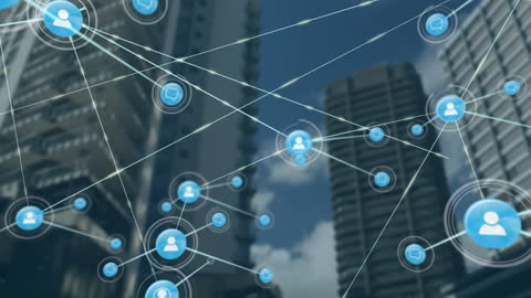 Digital Network Connectivity Over Urban Cityscape