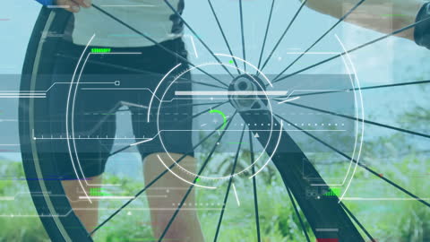 High-Tech Viewfinder Over Cyclist with Road Bicycle