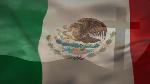 Mexican Flag Waving with Dynamic Folds and Shifting Light Effects