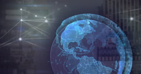 Digital Globe with Data Network Connections Overlay