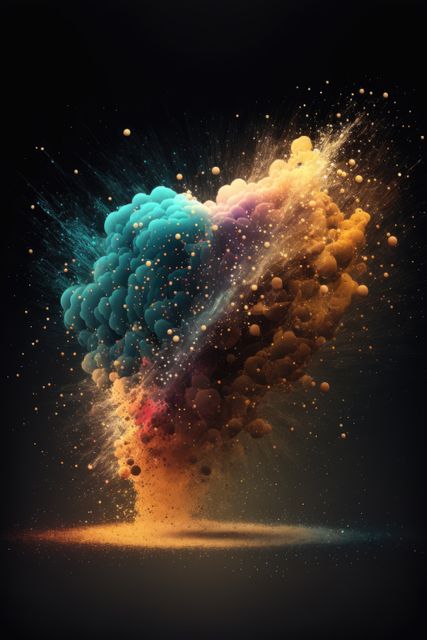 Explosion of Multicolored Smoke in Heart Shape on Dark Background - Download Free Stock Images Pikwizard.com