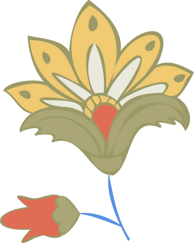 Stylized vivid flower with yellow petals on transparent background