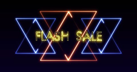 glowing neon flash sale banner with bright triangles - Download Free Stock Images Pikwizard.com