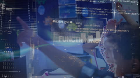 Animated Data Interface Overlay Students Listening