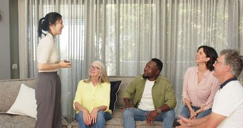 Diverse Group Therapy Session with Enthusiastic Participants