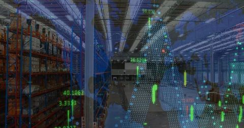 global shipping with digital interface in expansive warehouse - Download Free Stock Images Pikwizard.com