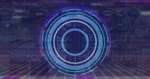 Futuristic Blue Circular Interface with Data Analytics Presentation - Download Free Stock Images Pikwizard.com