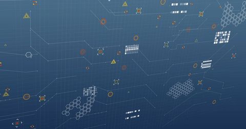 Abstract Circuit Board on Blue Background with Data Icons - Download Free Stock Images Pikwizard.com