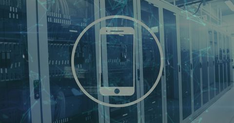 Modern Data Center with Mobile Connectivity Symbol Overlay - Download Free Stock Images Pikwizard.com