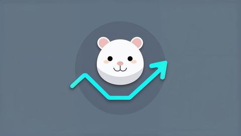 Hamster icon with growth arrow on blue-grey background