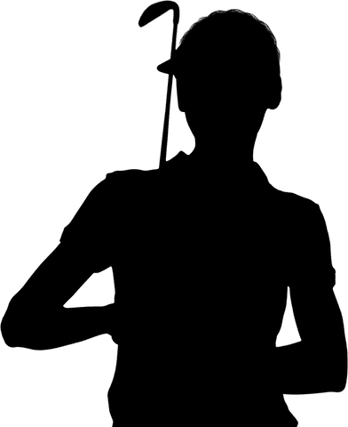 Transparent silhouette of woman holding golf club
