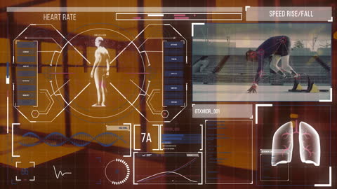 Futuristic Data Interface with Athlete Performance Metrics