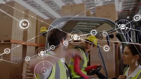 Warehouse Digitization: Workers Utilizing Smart Technology for Efficient Logistic Operations