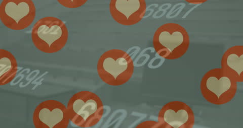 Overlay of Social Media Hearts and Numbers Animation