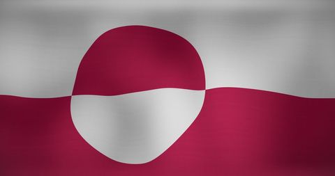 National Flag of Greenland Waving Against Gray Background