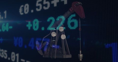 Oil Pumpjack Overlaid on Stock Market Data Displays - Download Free Stock Images Pikwizard.com