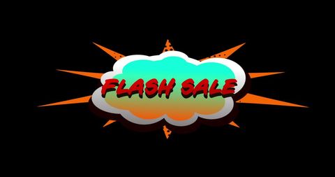 Colorful Flash Sale Text in Comic Style with Black Background