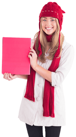 smiling woman in red and white holding blank transparent poster - Download Free Stock Videos Pikwizard.com