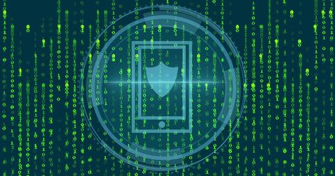 Smartphone Security Icon in Matrix Code Background - Download Free Stock Images Pikwizard.com
