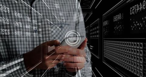 IT Professional in a Futuristic Digital Interface Environment