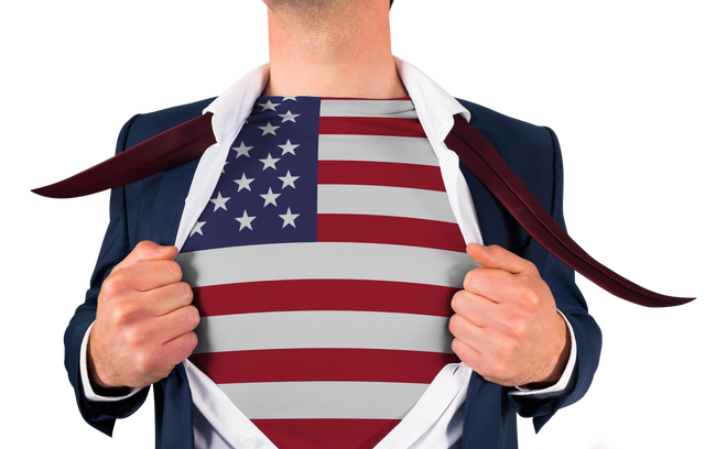 Businessman Revealing USA Flag Under Shirt, Transparent Background - Download Free Stock Videos Pikwizard.com