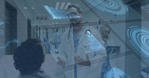 Doctor Consulting Patient in Digital Telemedicine Hospital