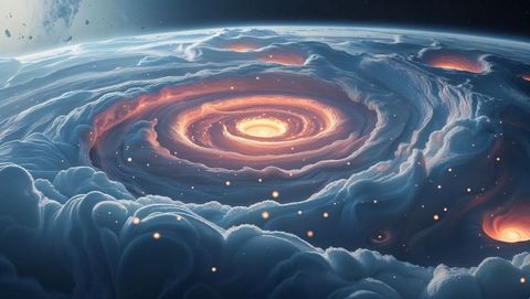 Luminescent spiral vortex on venus horizon with ember glow