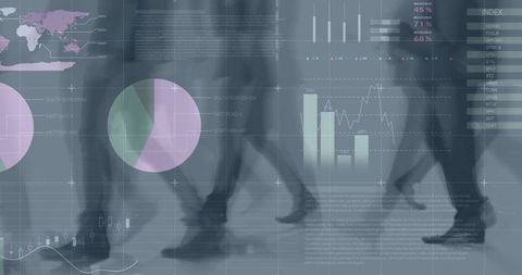 Abstract Financial Data Integration with People Walking - Download Free Stock Images Pikwizard.com