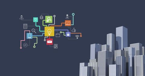 Digital Financial Solutions over Modern Cityscape - Download Free Stock Images Pikwizard.com